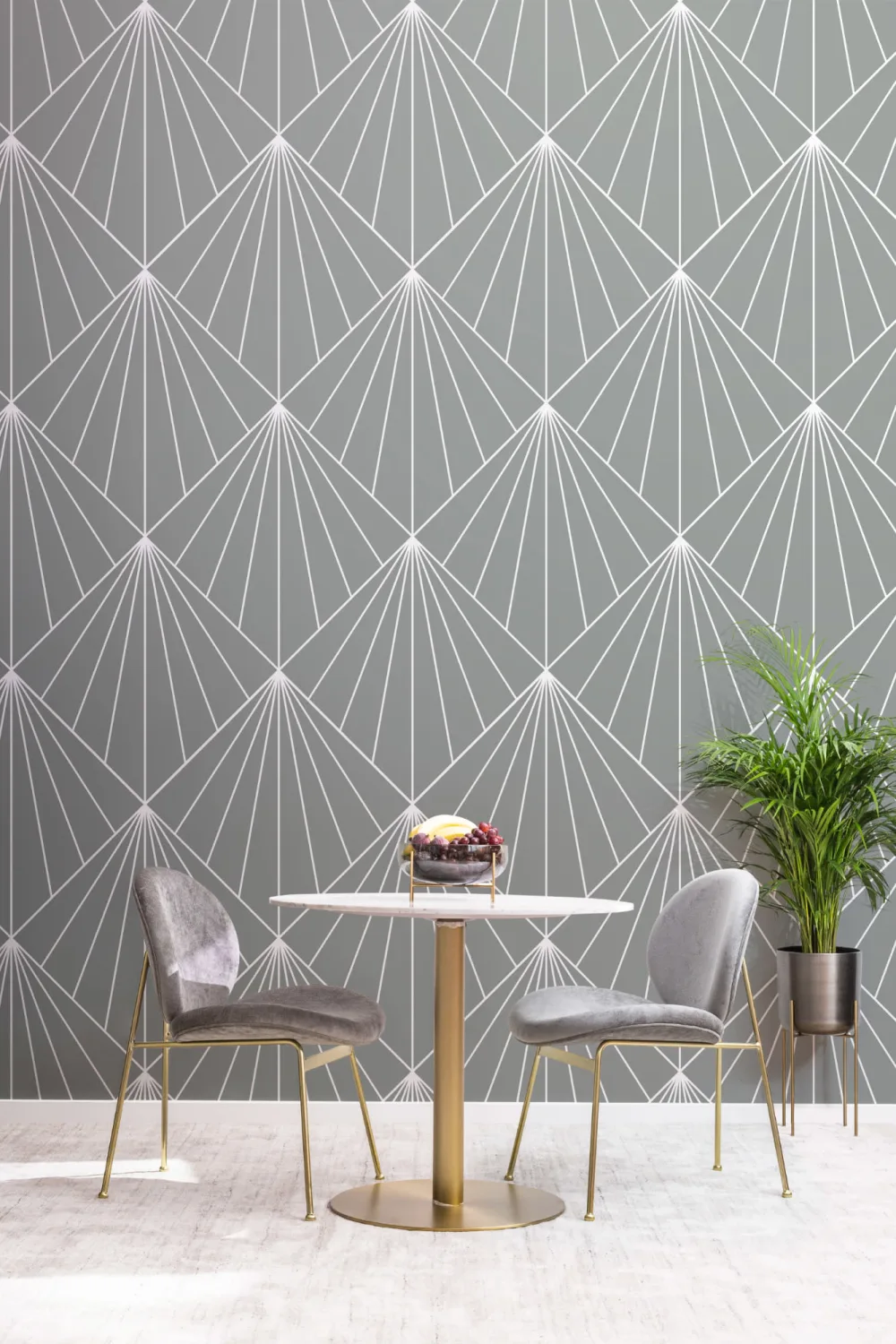 Gray Geometric Art Deco Print Wallpaper Mural