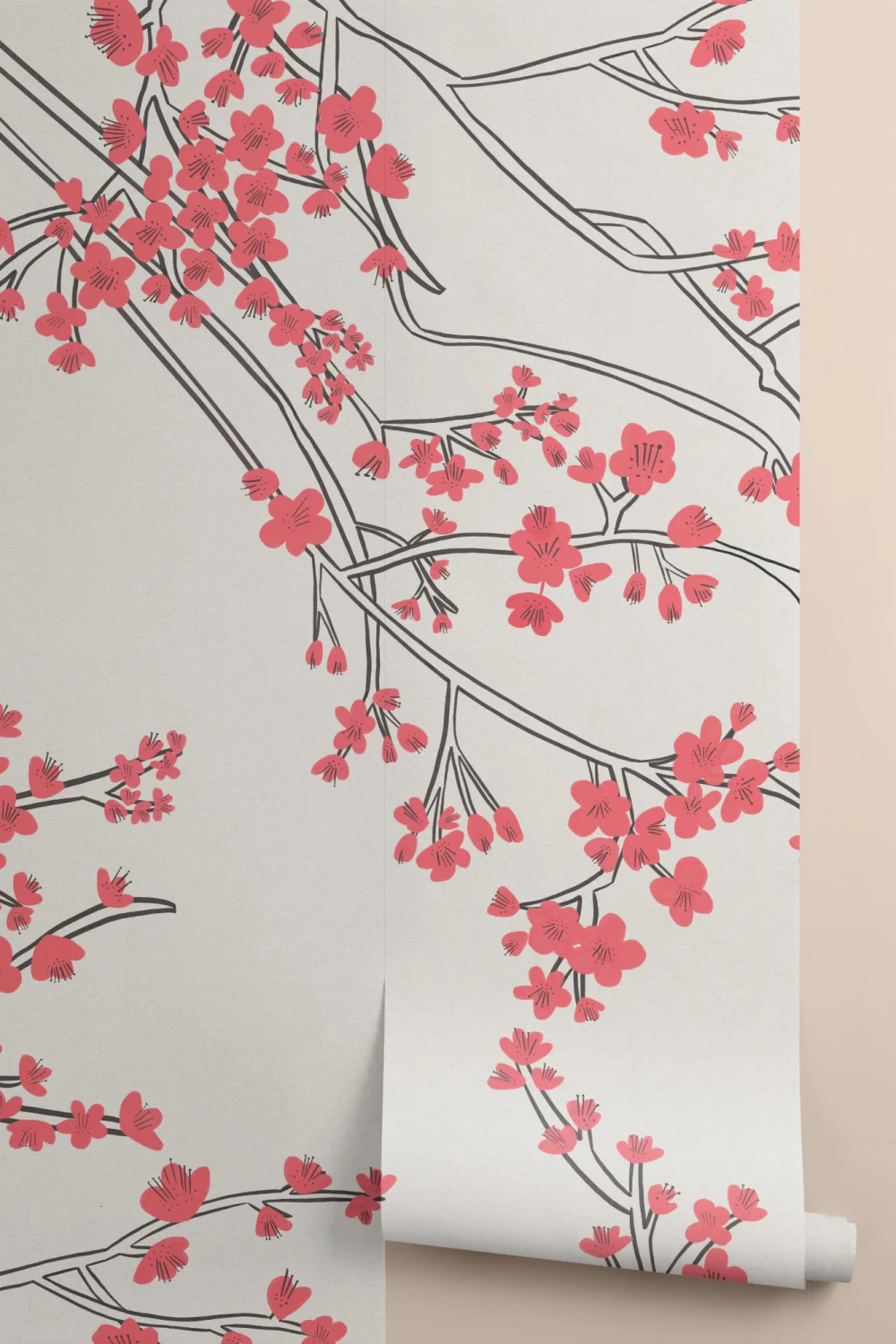 Japanese Cherry Blossom Pattern Wallpaper Mural
