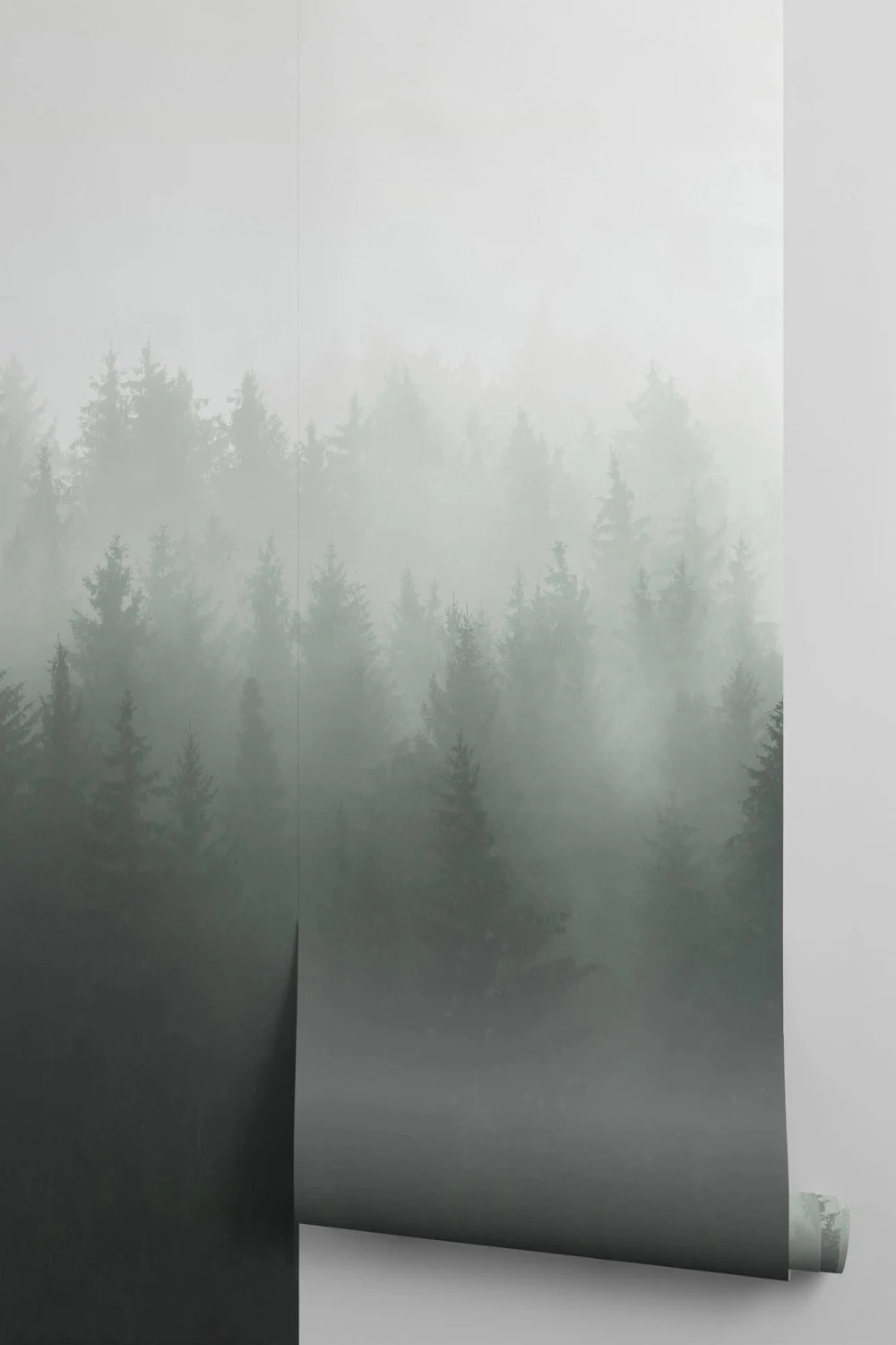 Deep Green Ombre Forest Wallpaper Mural