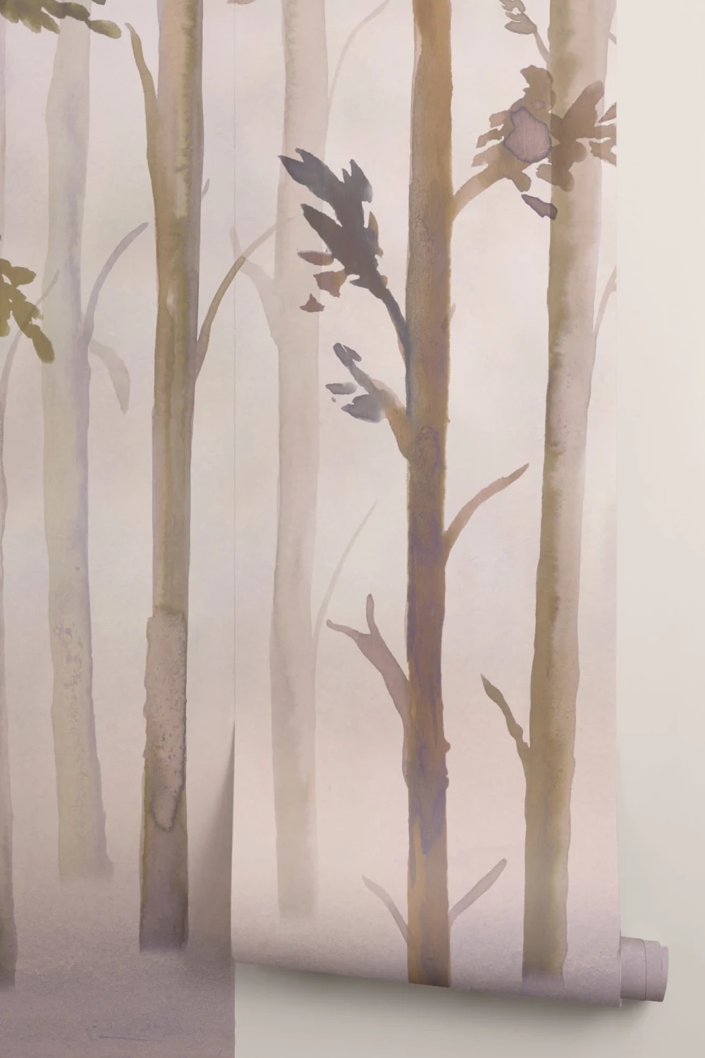 Papier Peint Panoramique Forêt Mystique Peinte à l’Aquarelle