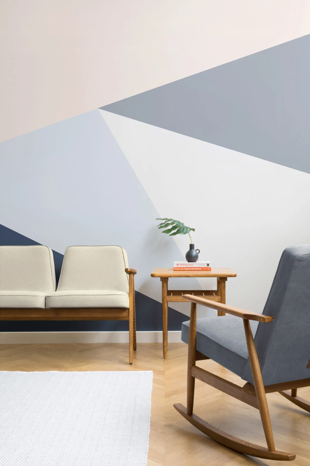 Blue Oversized Geometric Wallpaper Mural