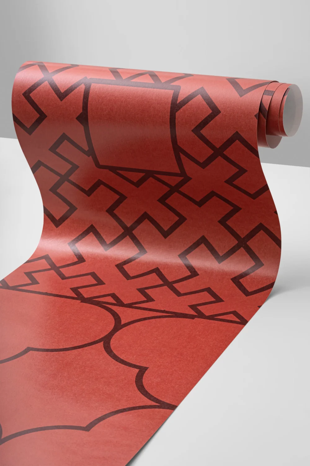 Chinese Style Red Geometric Wallpaper Mural