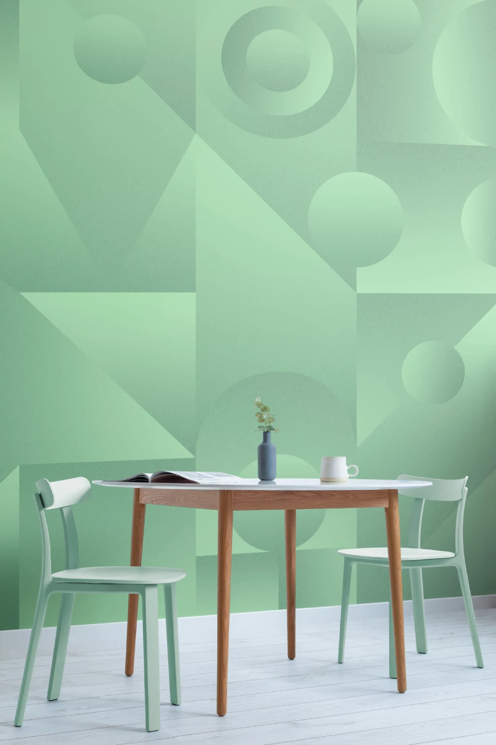 Neo Green Abstract Shape Gradient Wallpaper Mural