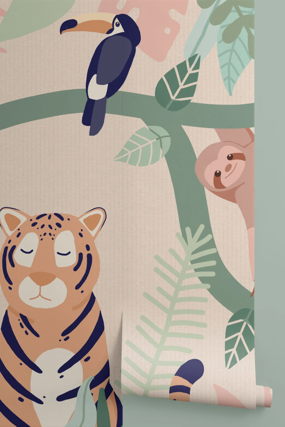 Mural de papel de parede Kids Jungle Animal Friends
