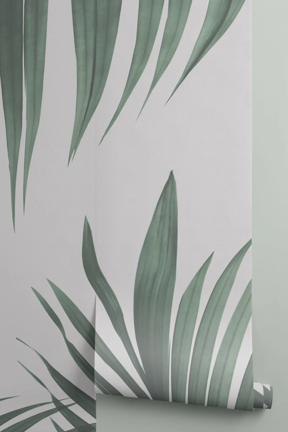 Carta da Parati Tropicale con Foglie di Palma Verdi Oversize