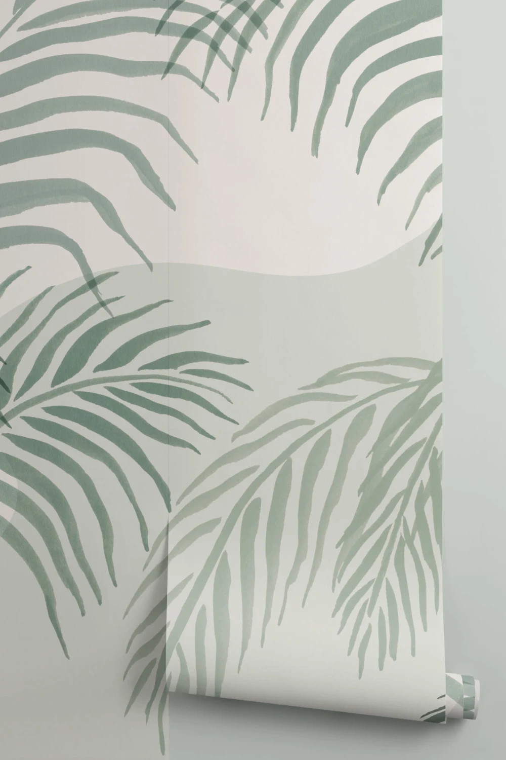 Green Palm Leaf Inky Tropical Wallpaper Mural