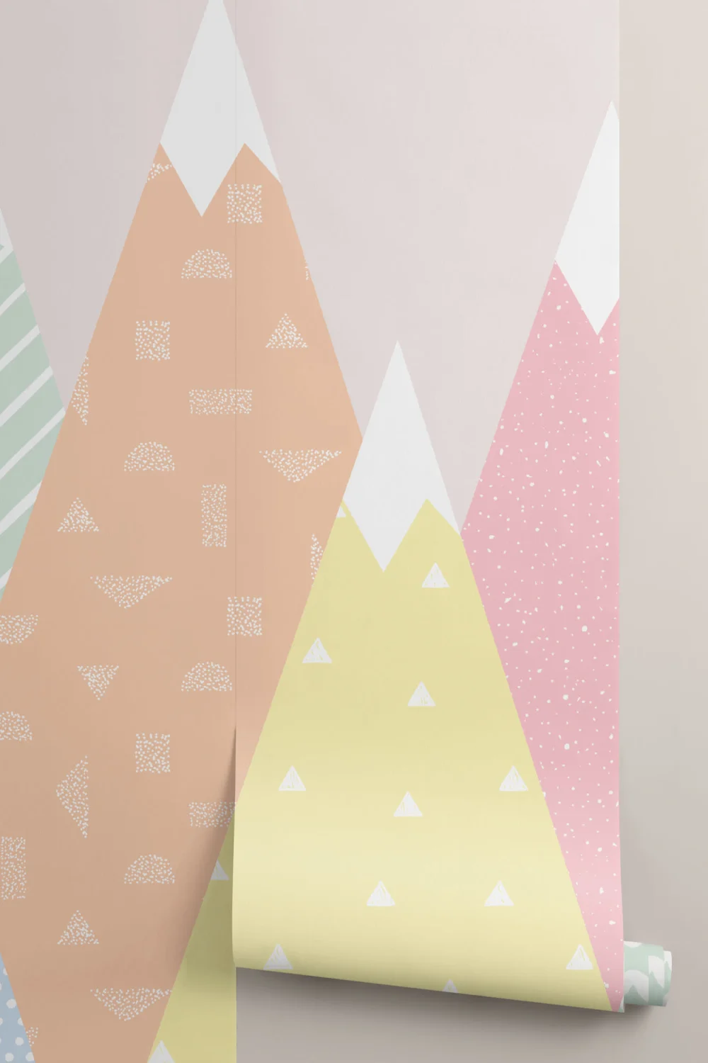 Kids Pastel Patterned Mountains Wallpaper Mural