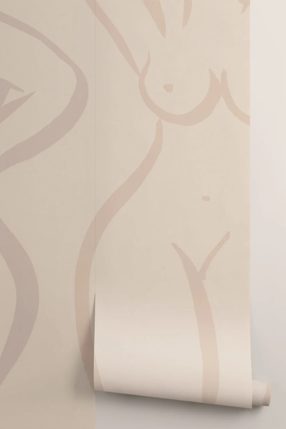 Muted Beige Nude Woman Figure Drawing Wall Mural