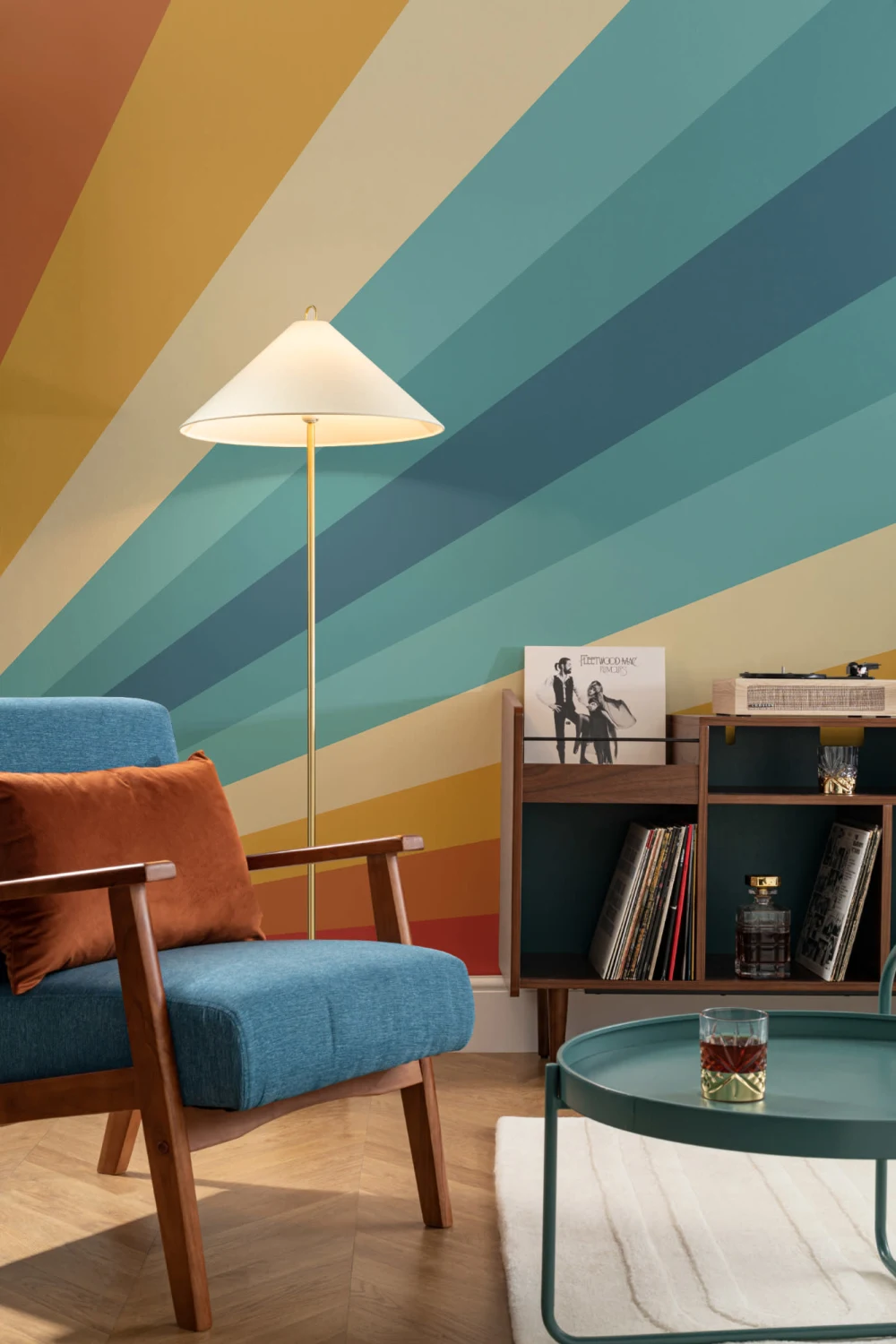 70's Bold Multi-Color Stripes Retro Wallpaper Mural