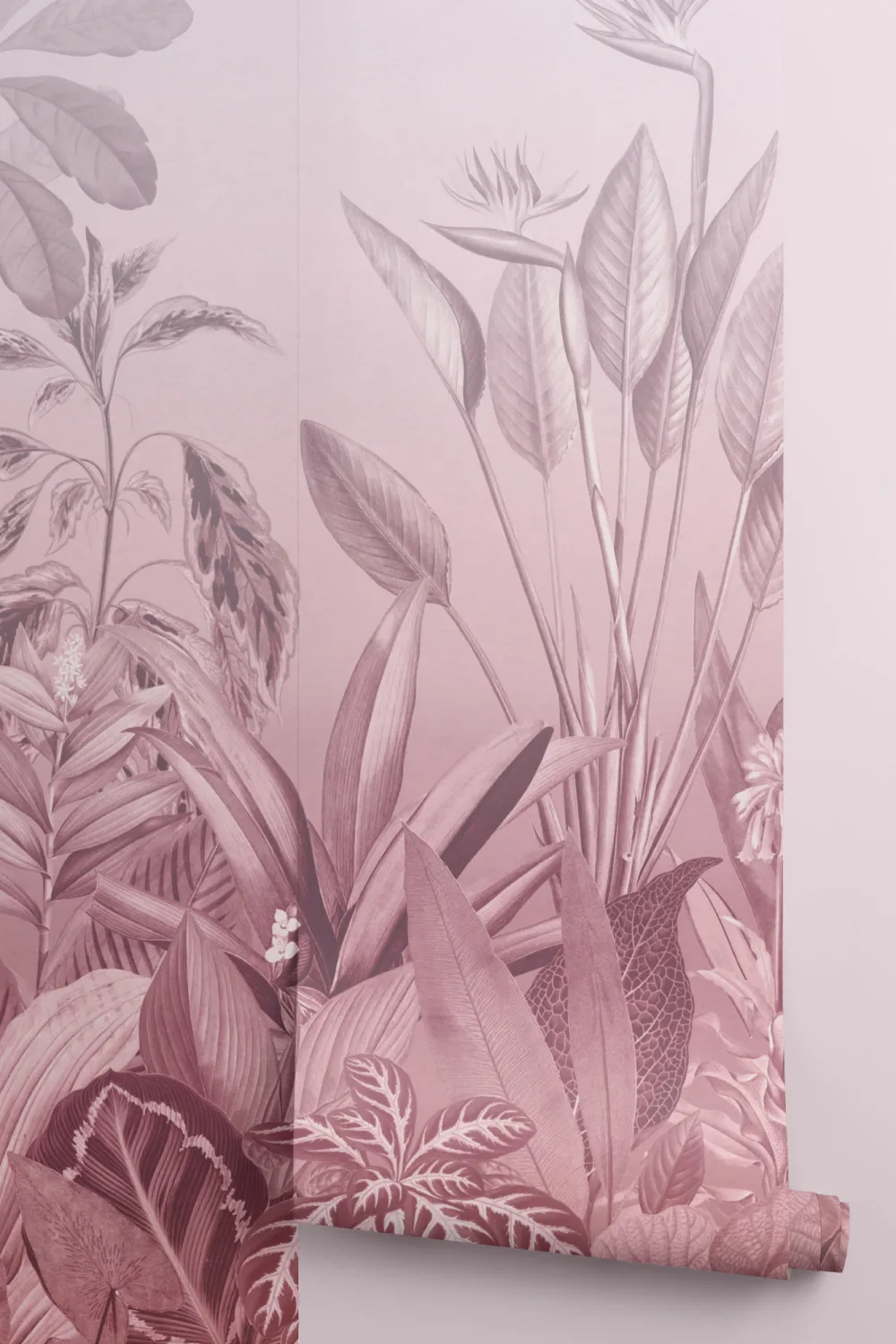 Pink Ombre Tropical Jungle Landscape Wallpaper Mural