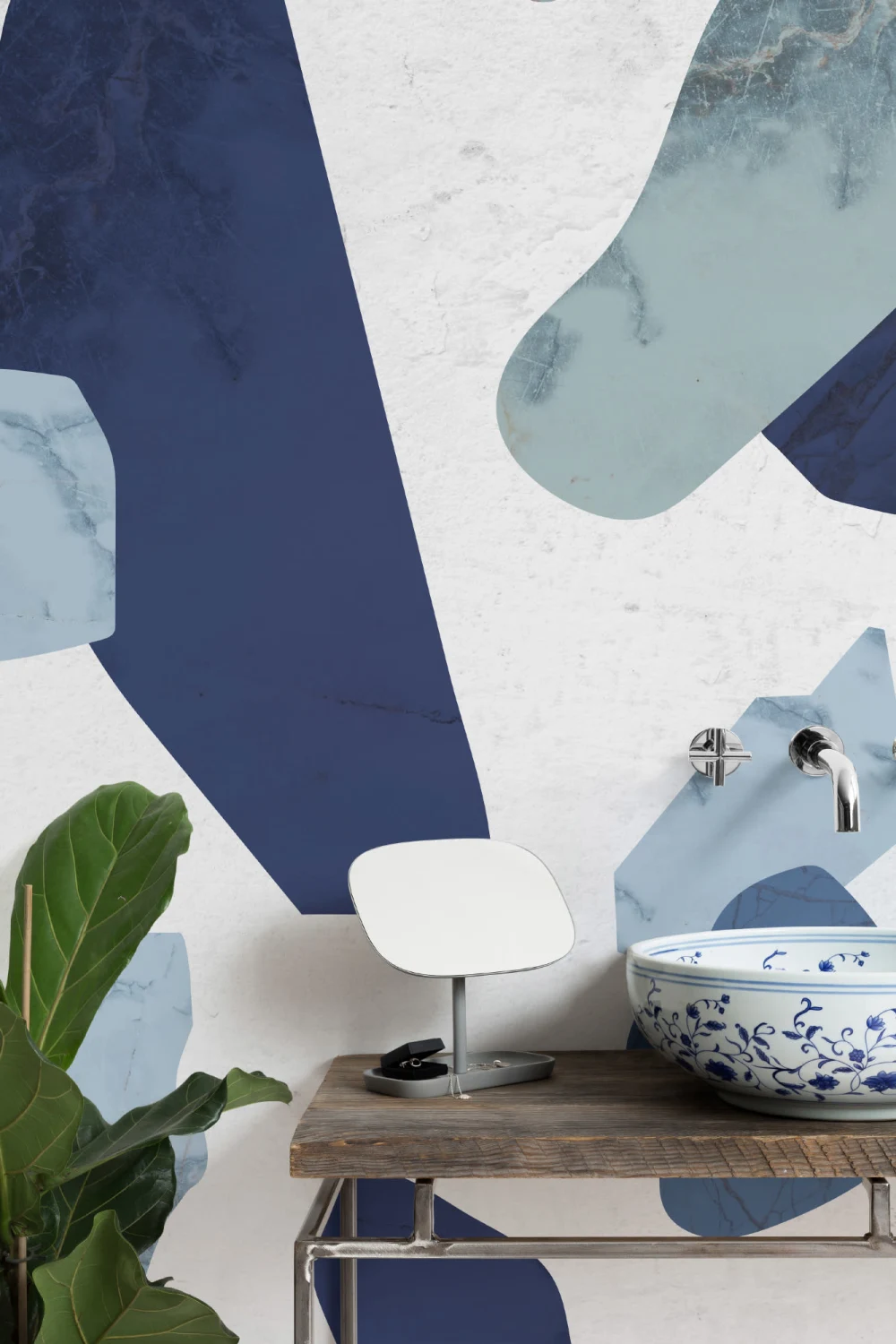 Fototapete Blauer Marmor Terrazzo