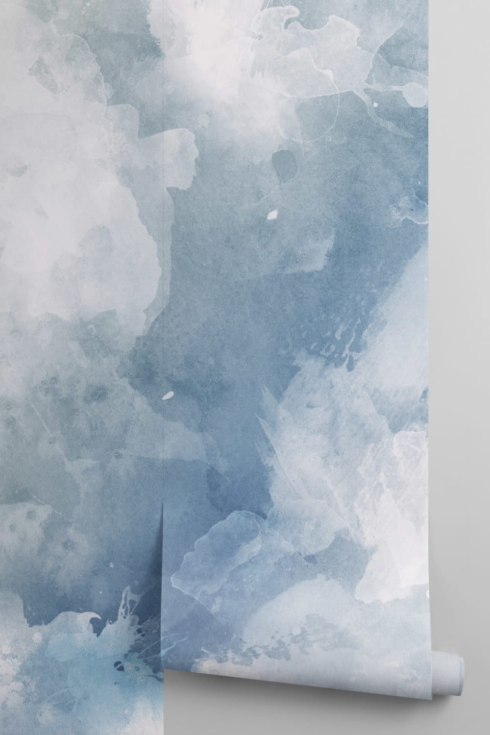White & Blue Watercolor Wallpaper Mural