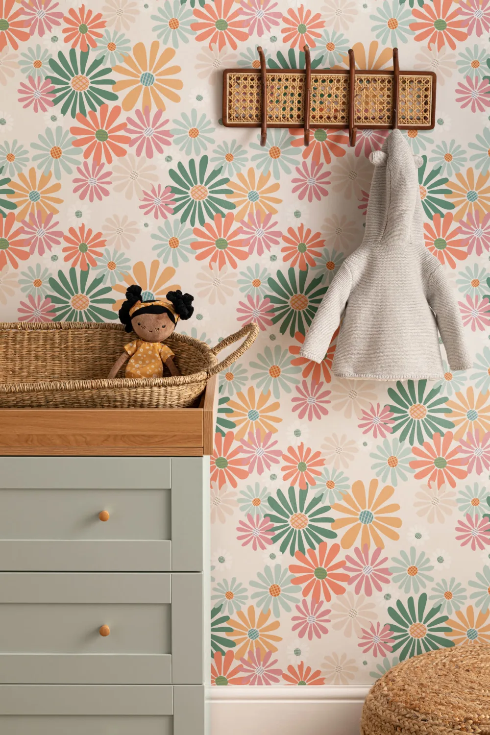 Groot helder bloemenbehang