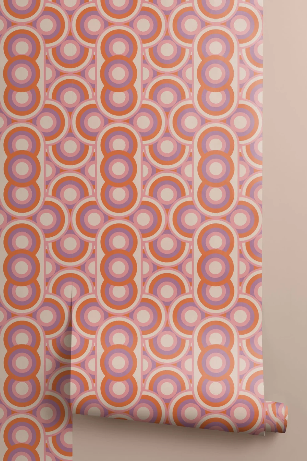 Papel Pintado Círculos en Rosa y Naranja