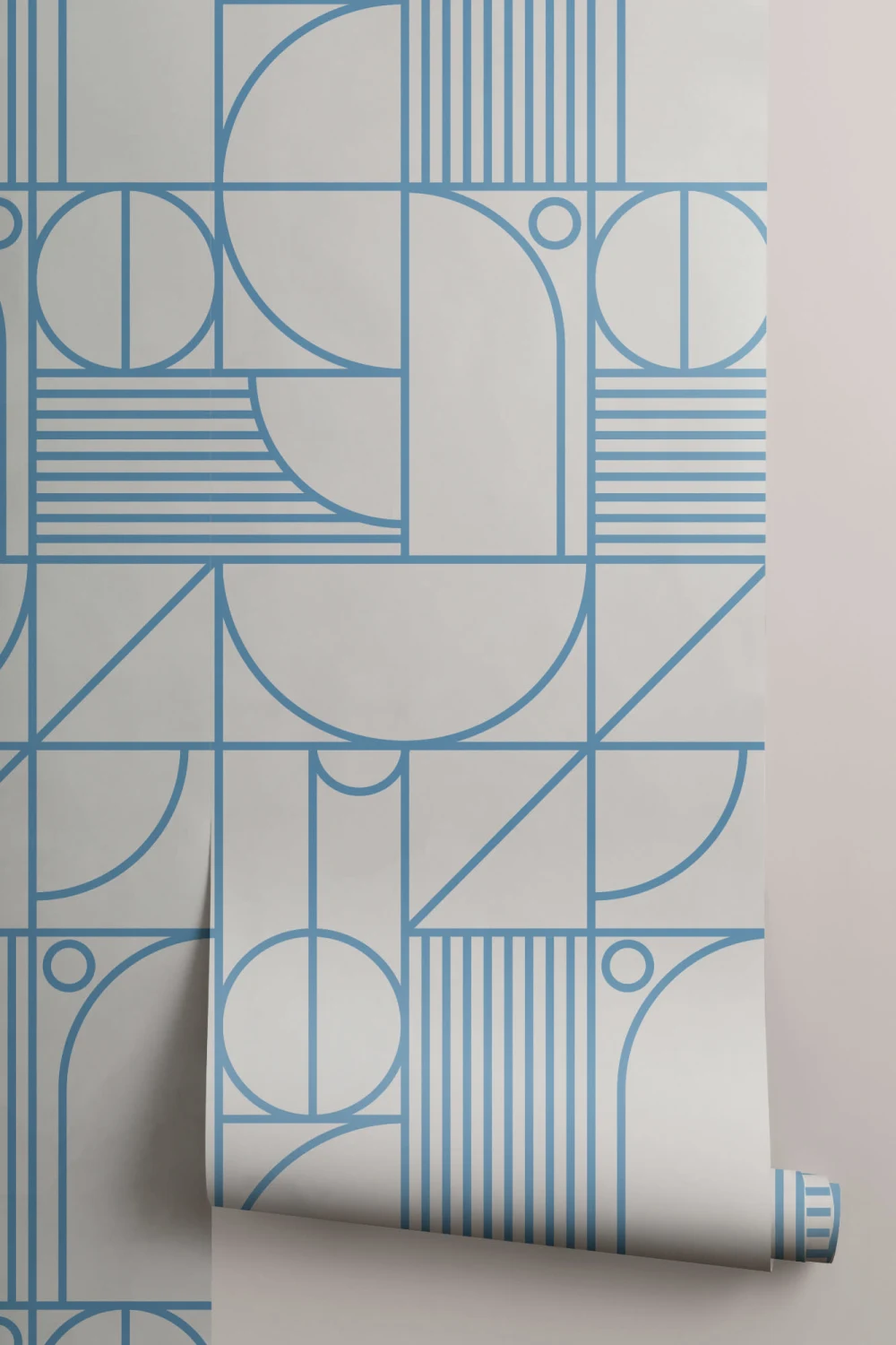 Sininen ja valkoinen geometrinen Grid Lines tapetti