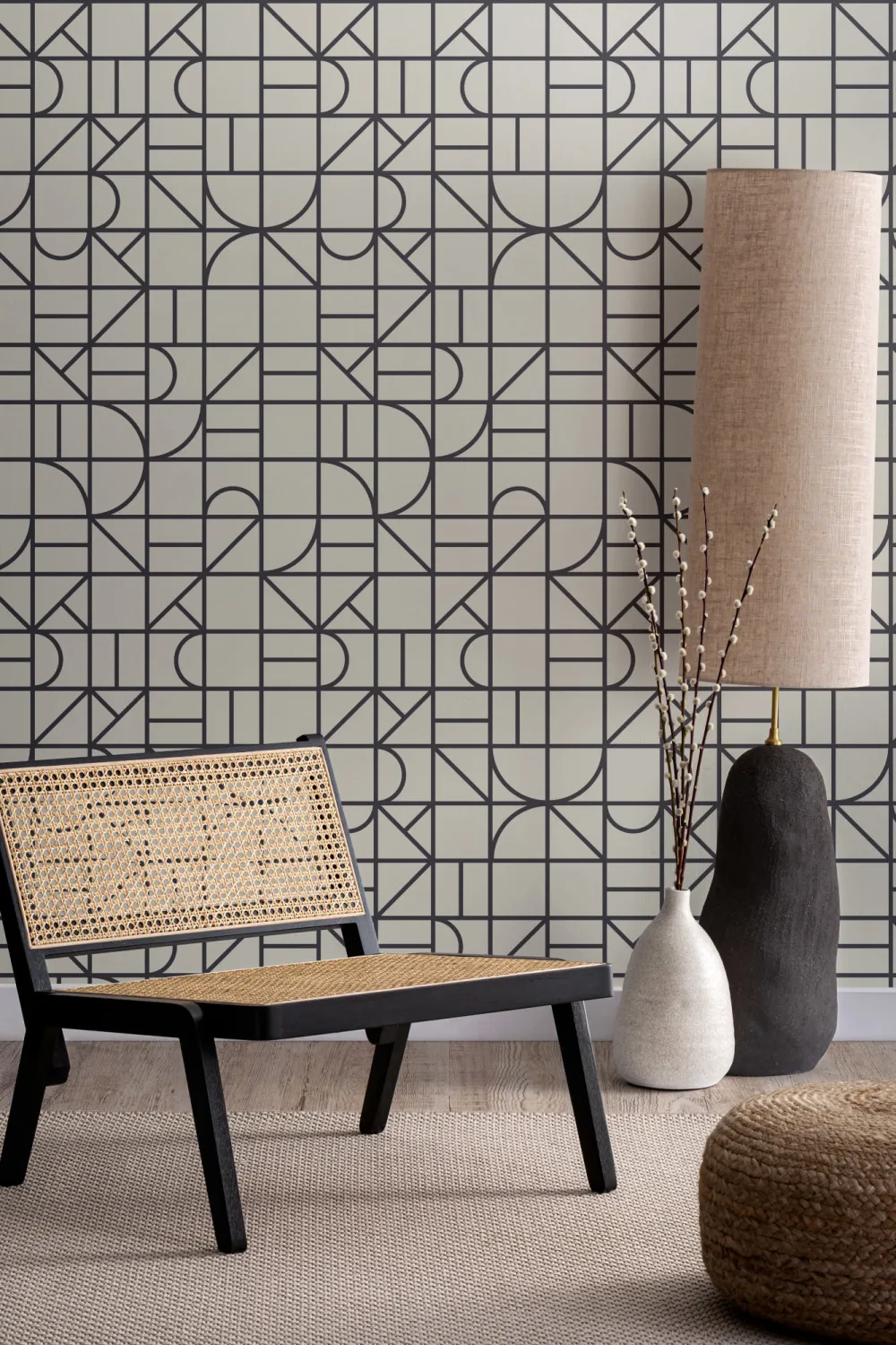 Monokrom moderne geometrisk rutenett tapet