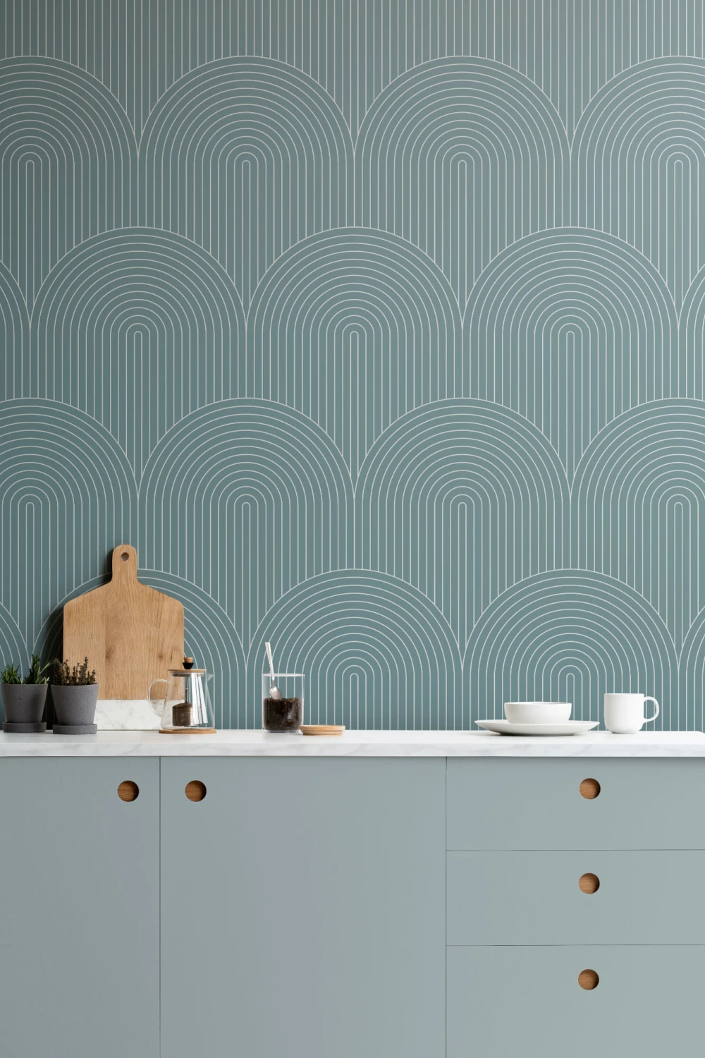 Verde Geometric subțire dungi Loop Repeat model tapet