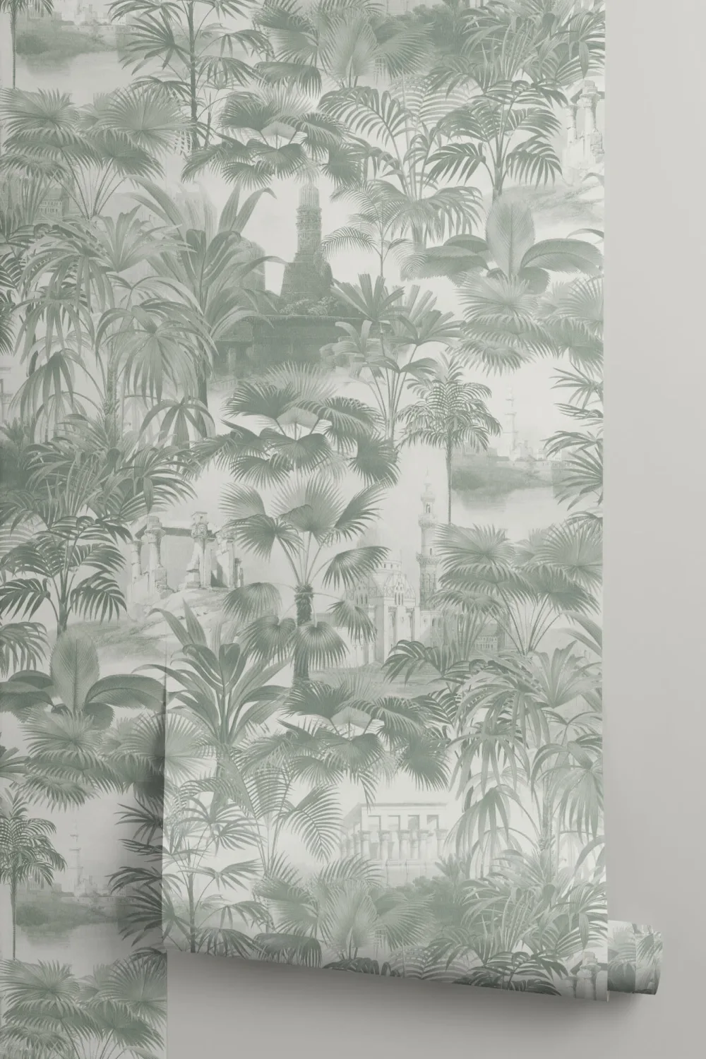 Vintage Tropical Temple Wallpaper