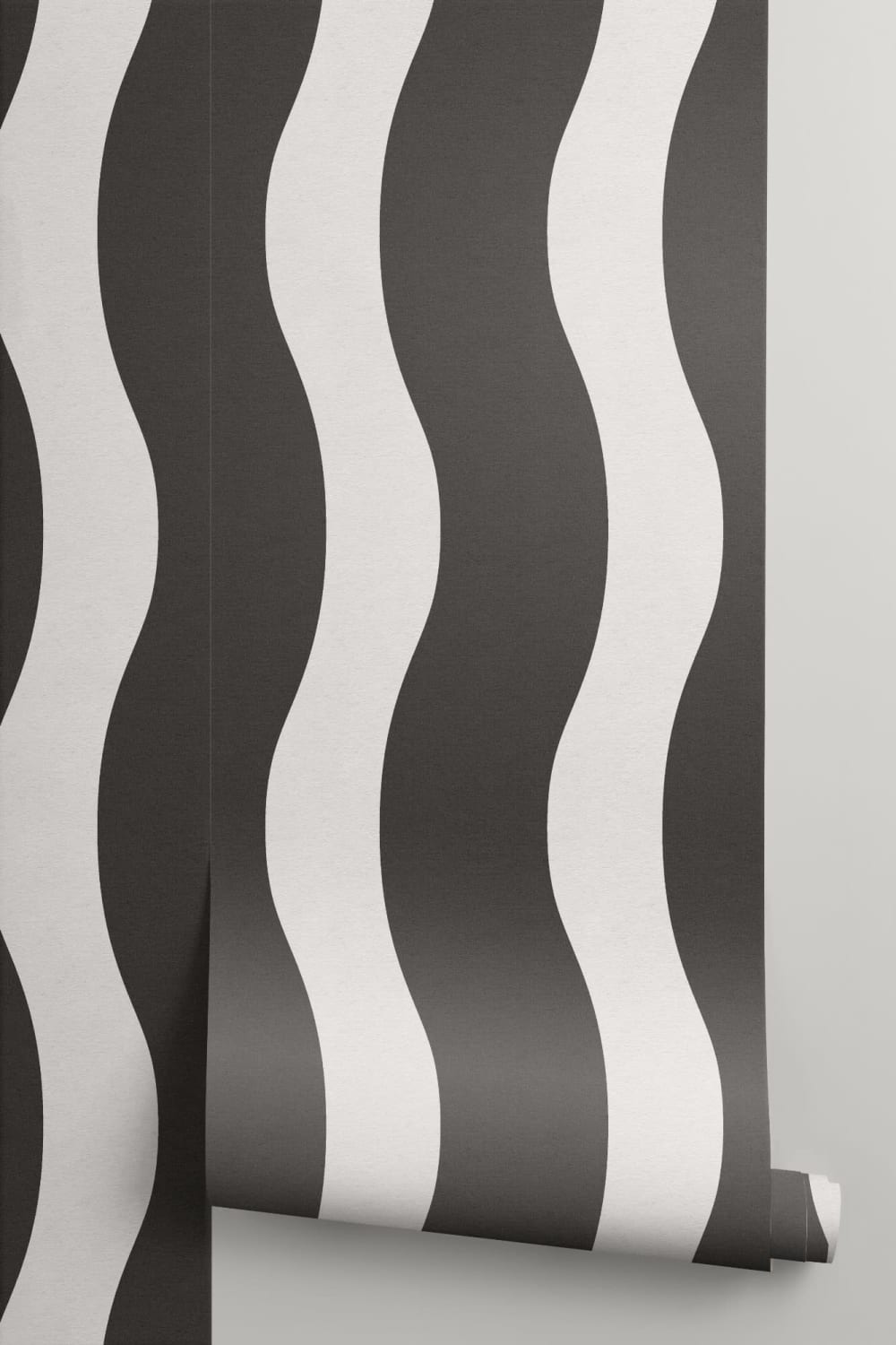 Wavy Black Stripes Repeat Pattern Wallpaper