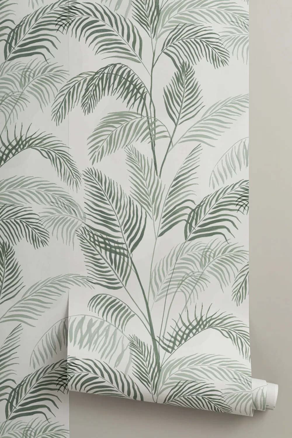 Grön akvarell Palm Leaf Repeat Pattern Wallpaper