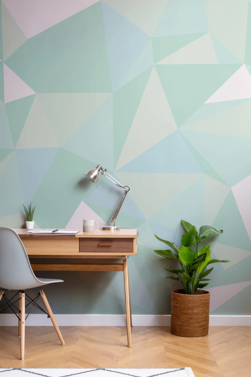 Mint Green Geometric Wallpaper Mural
