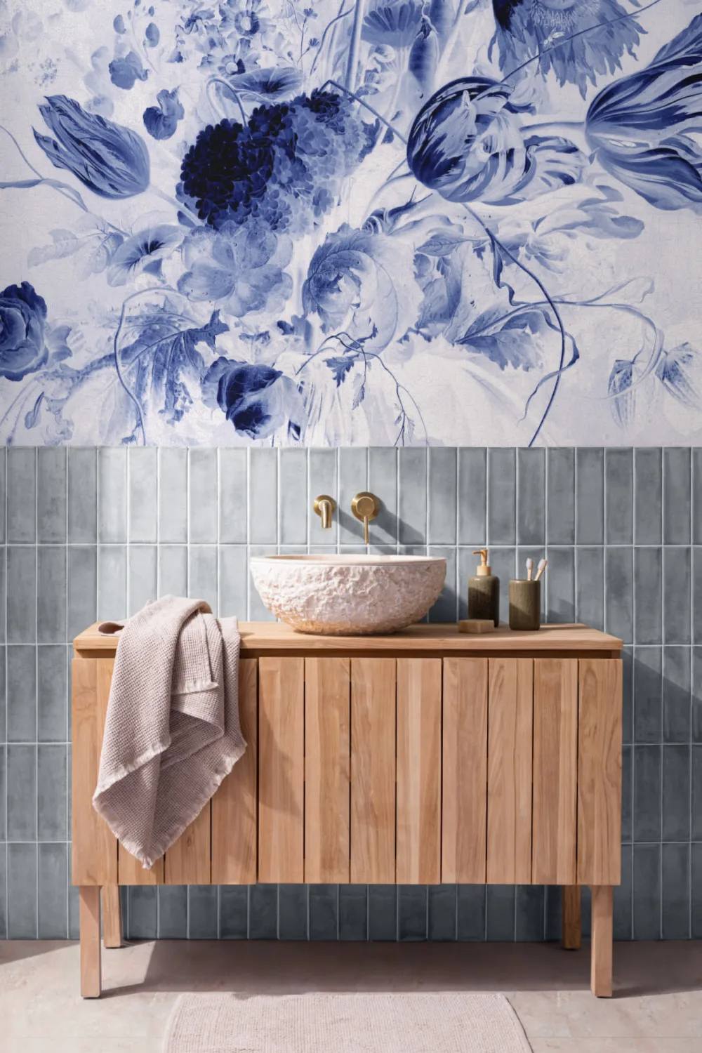 Albastru Delft de Heem Floral Wallpaper Mural