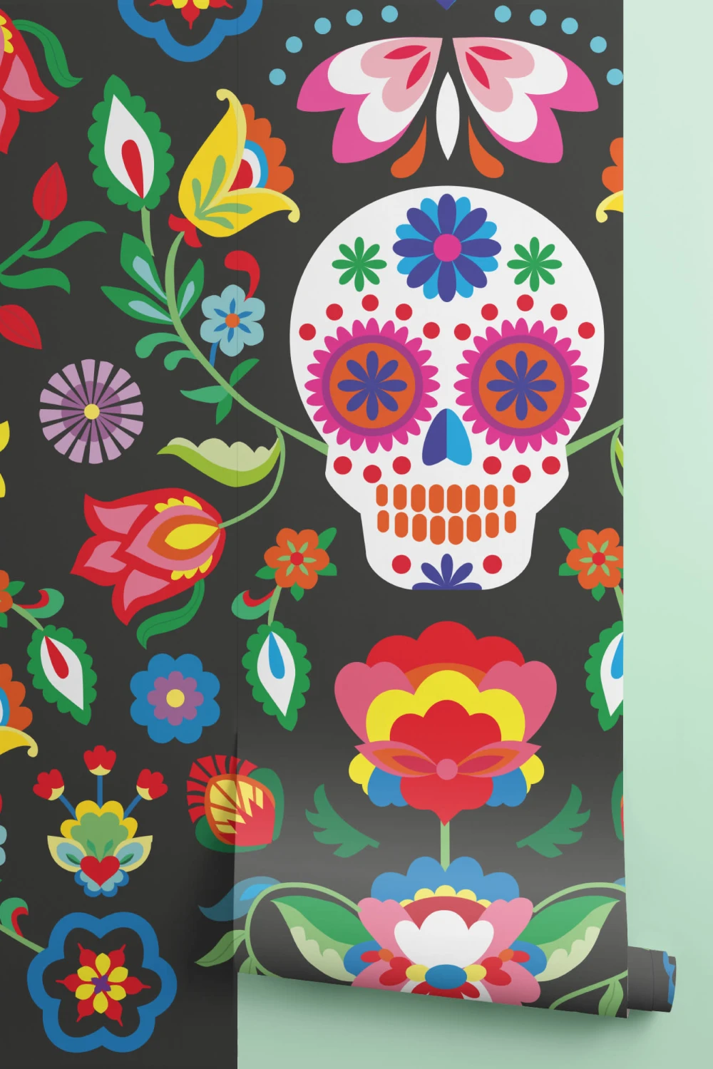 Mexicansk sukkerkranium blomster tapet vægmaleri
