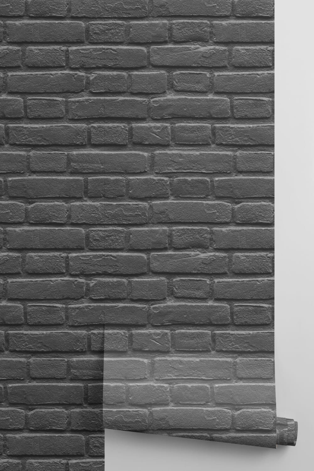 Black Painted Brick Effect Pattern Wallpaper Mural