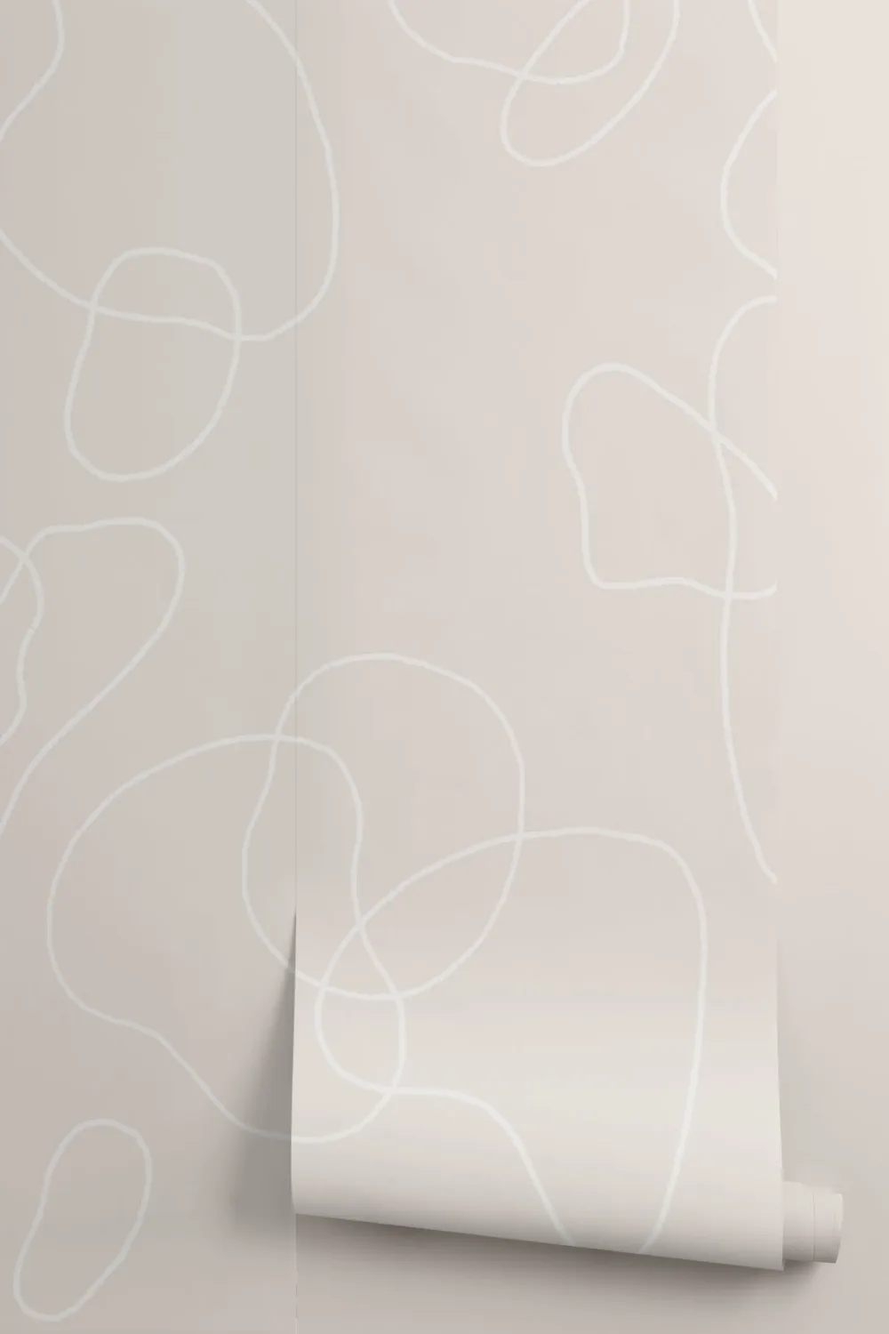 Beige Abstract Doodle Wallpaper Mural