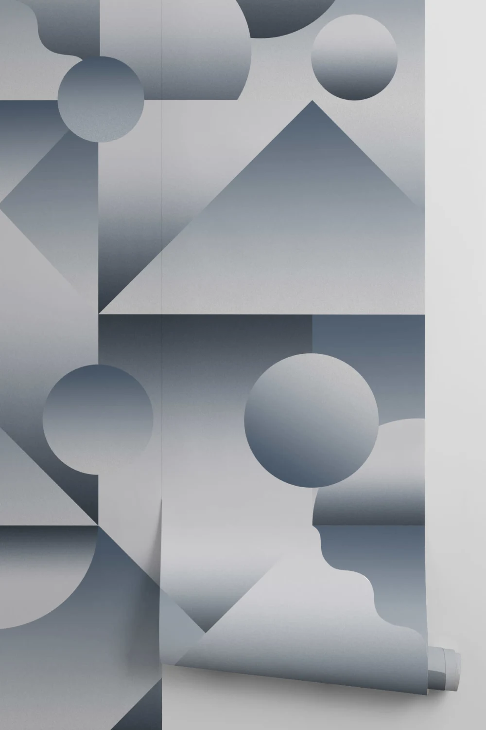 Blå abstrakt form gradient tapet vægmaleri