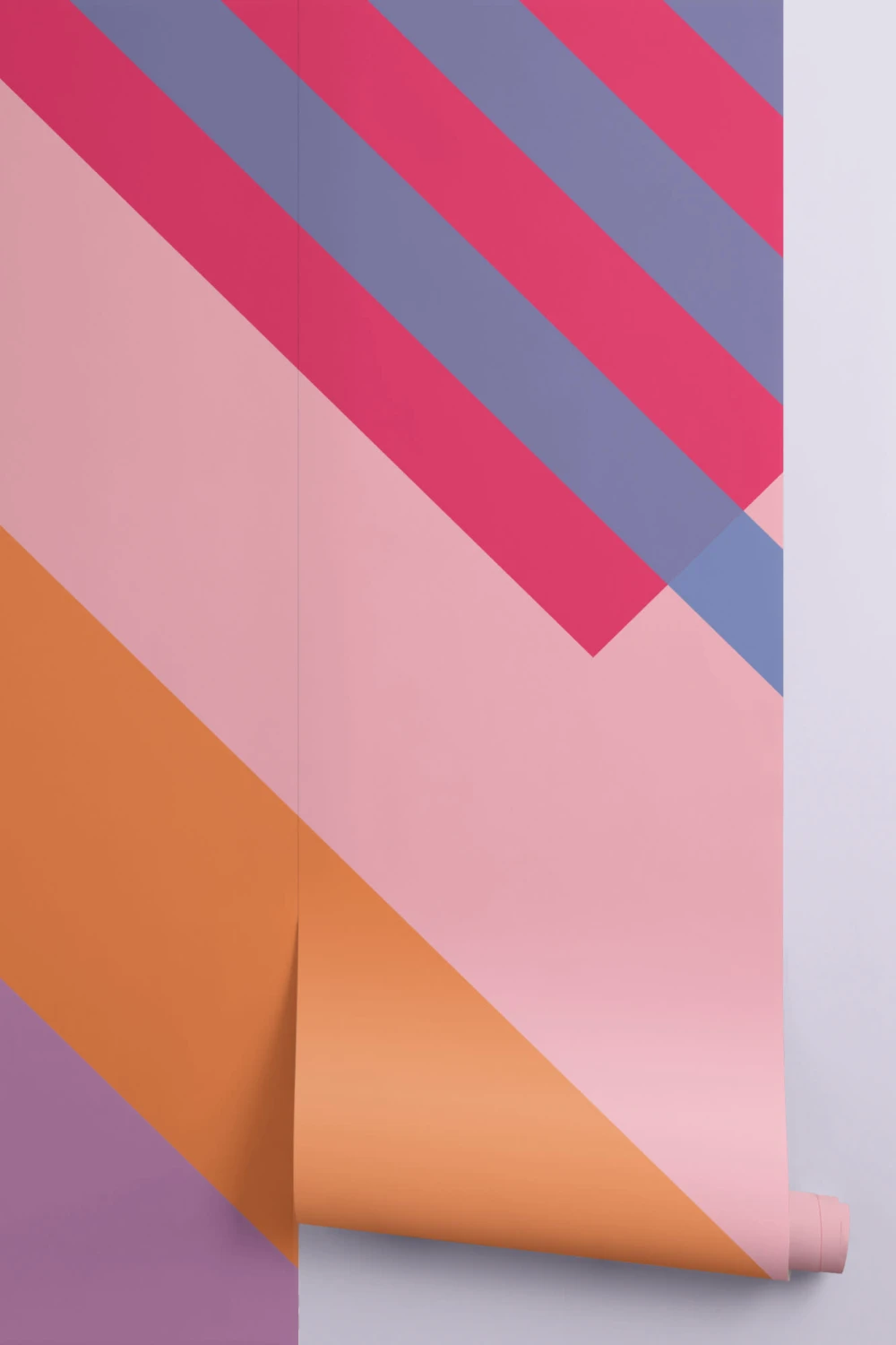 Roze & Oranje Stoer Geometrisch Strepen Behang Muurschildering