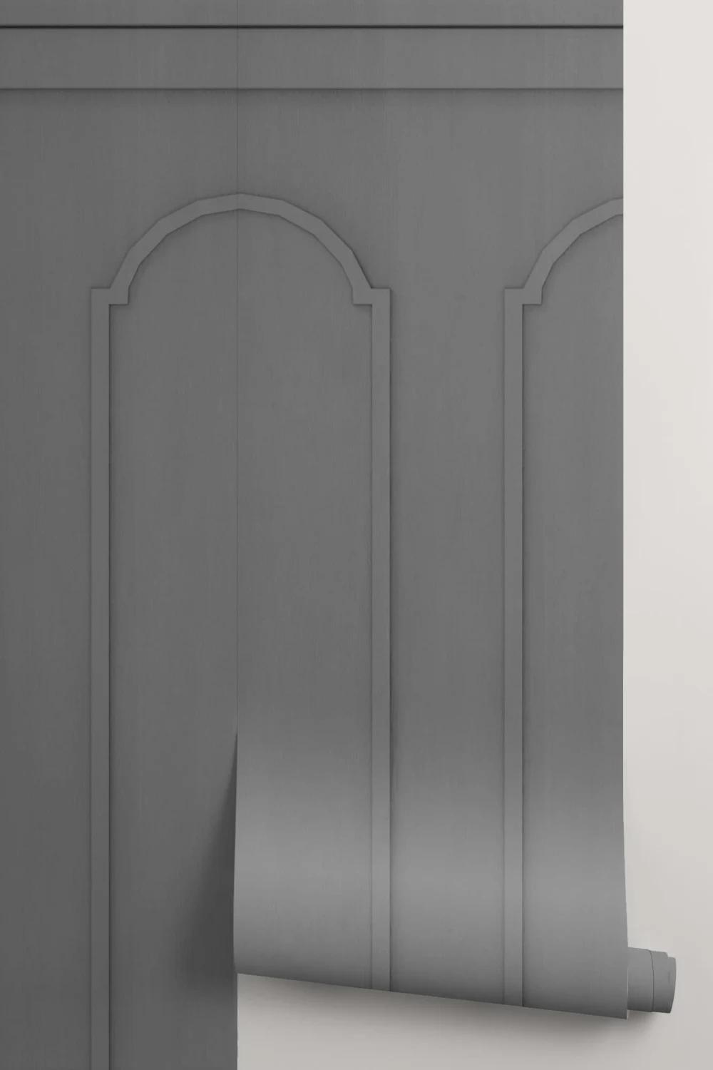 Mural de papel de parede com efeito de painel de madeira georgiano arqueado preto
