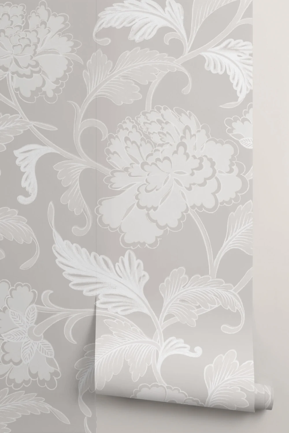 Peony Chinese Ornaments Illustrations Grey Fototapet