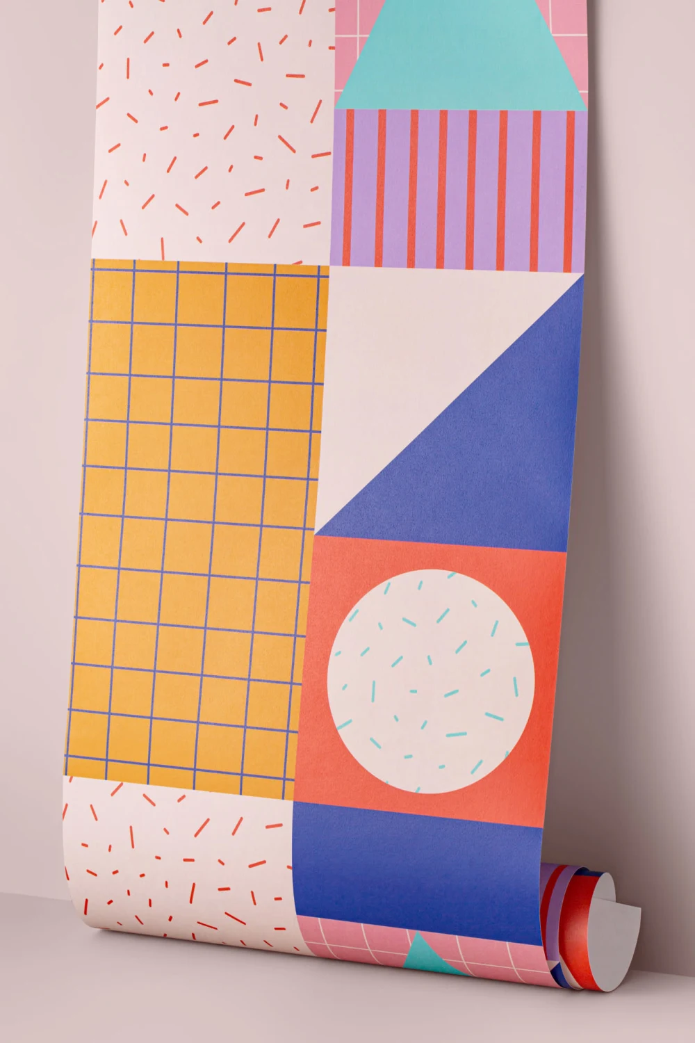 Memphis Colorful Geometric Repeat Pattern Wallpaper