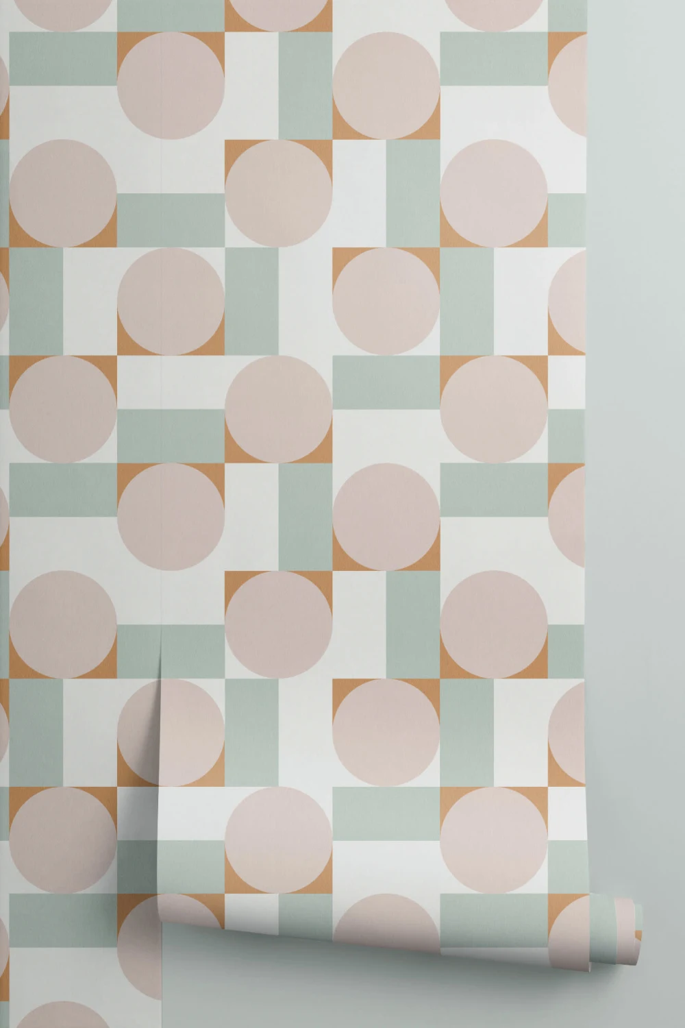 Pink & Blue Pastel Geometric Shapes Tapet