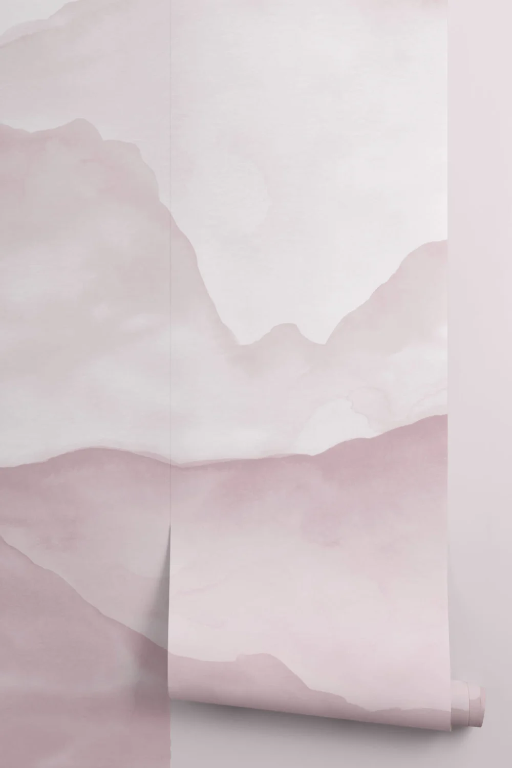 Pink Watercolor Mountain Mural