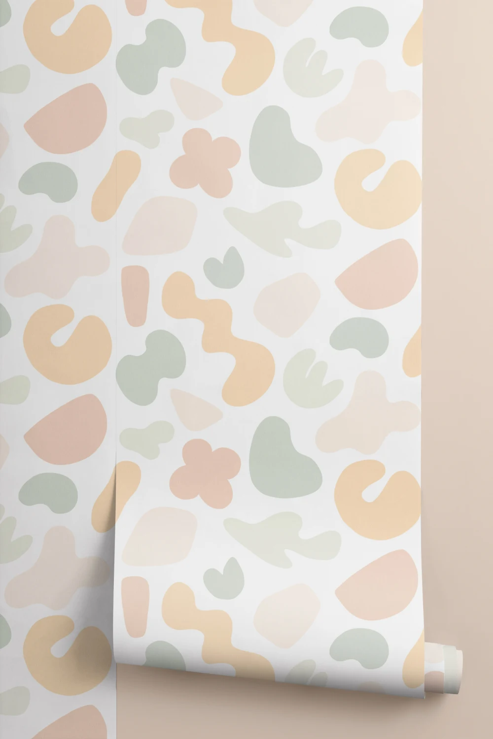 Green and Orange Abstract Shapes Wallpaper