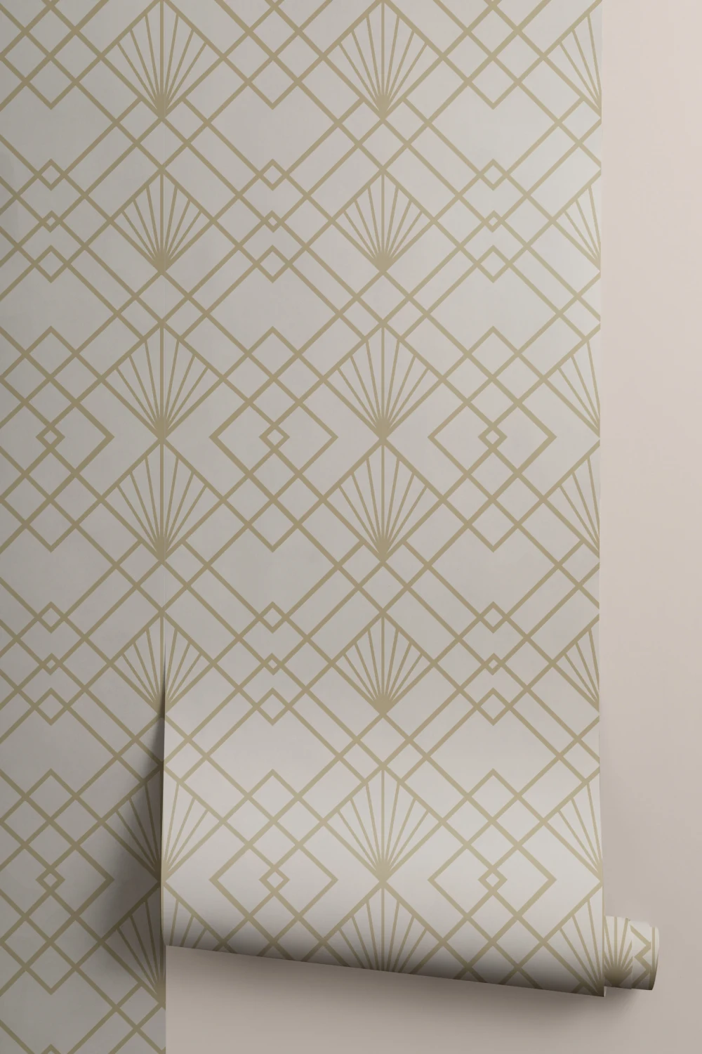 Gold Art Deco Geometric Repeat Pattern Wallpaper