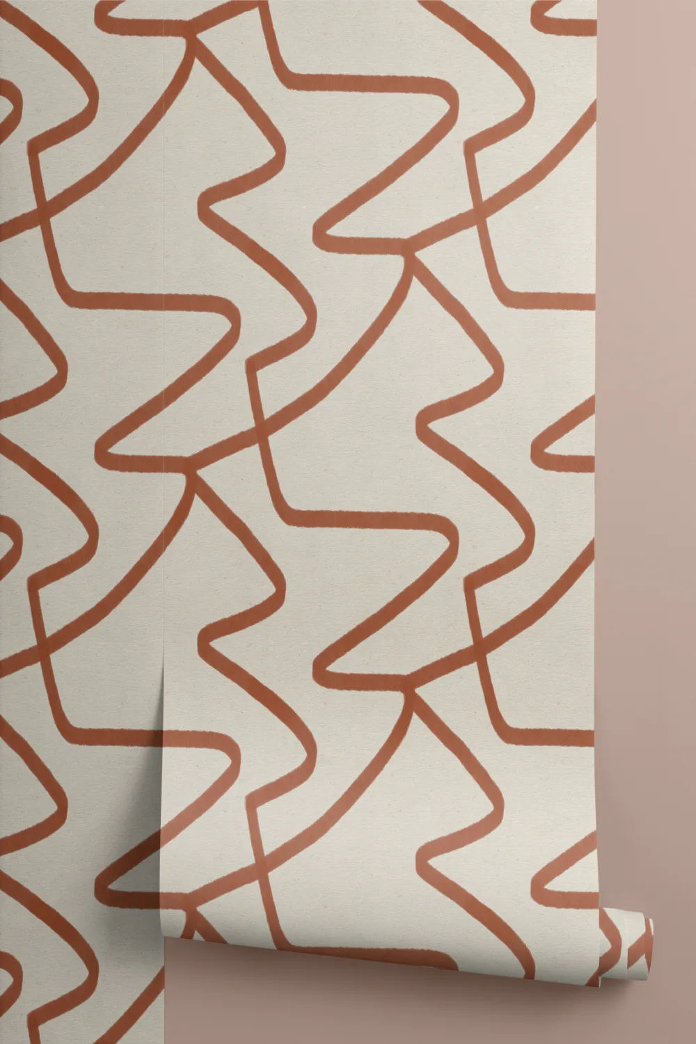 Nøytral Terracotta Abstrakt Linjer tapet