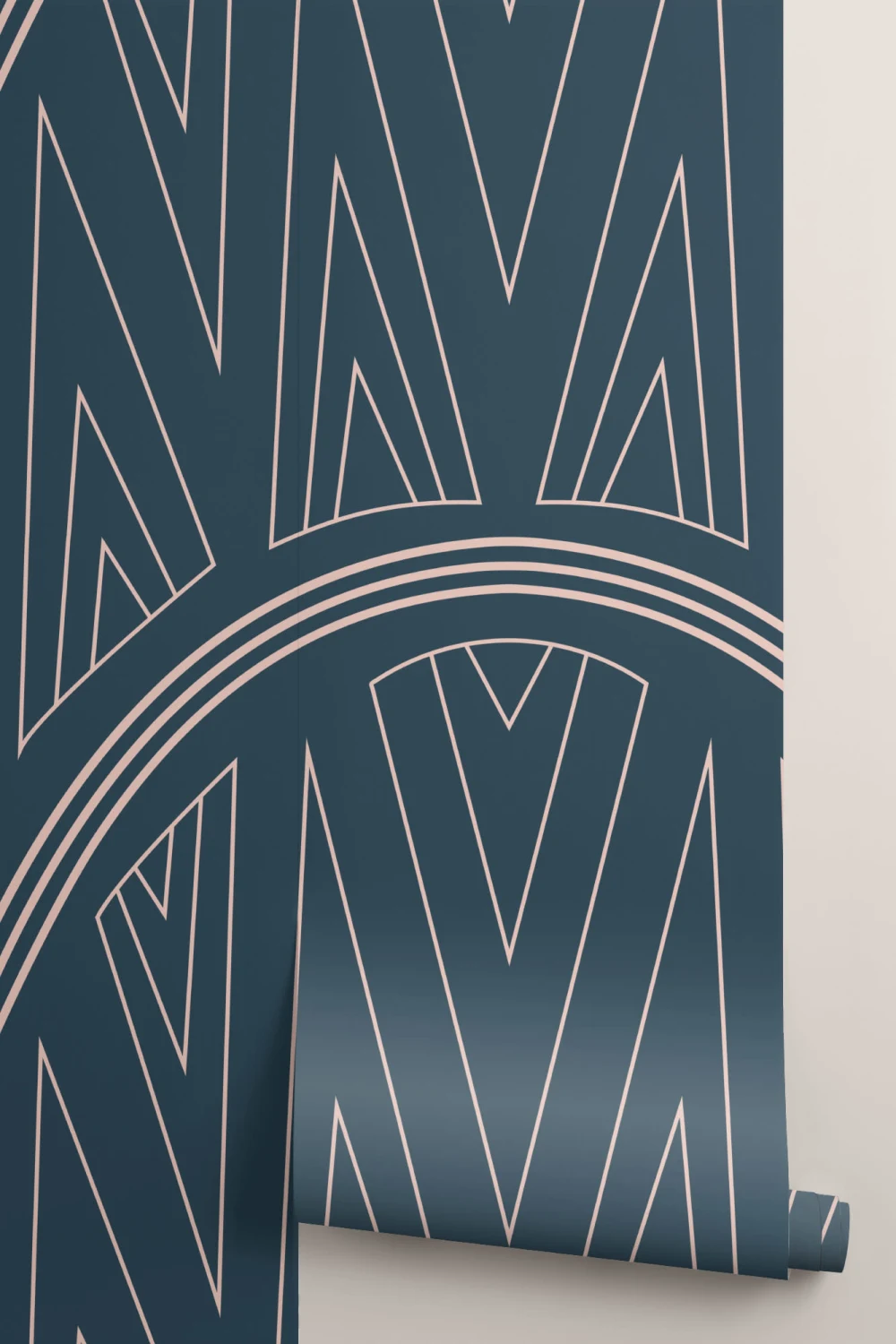 Blue Art Deco Chrysler Building Pattern Wallpaper Mural