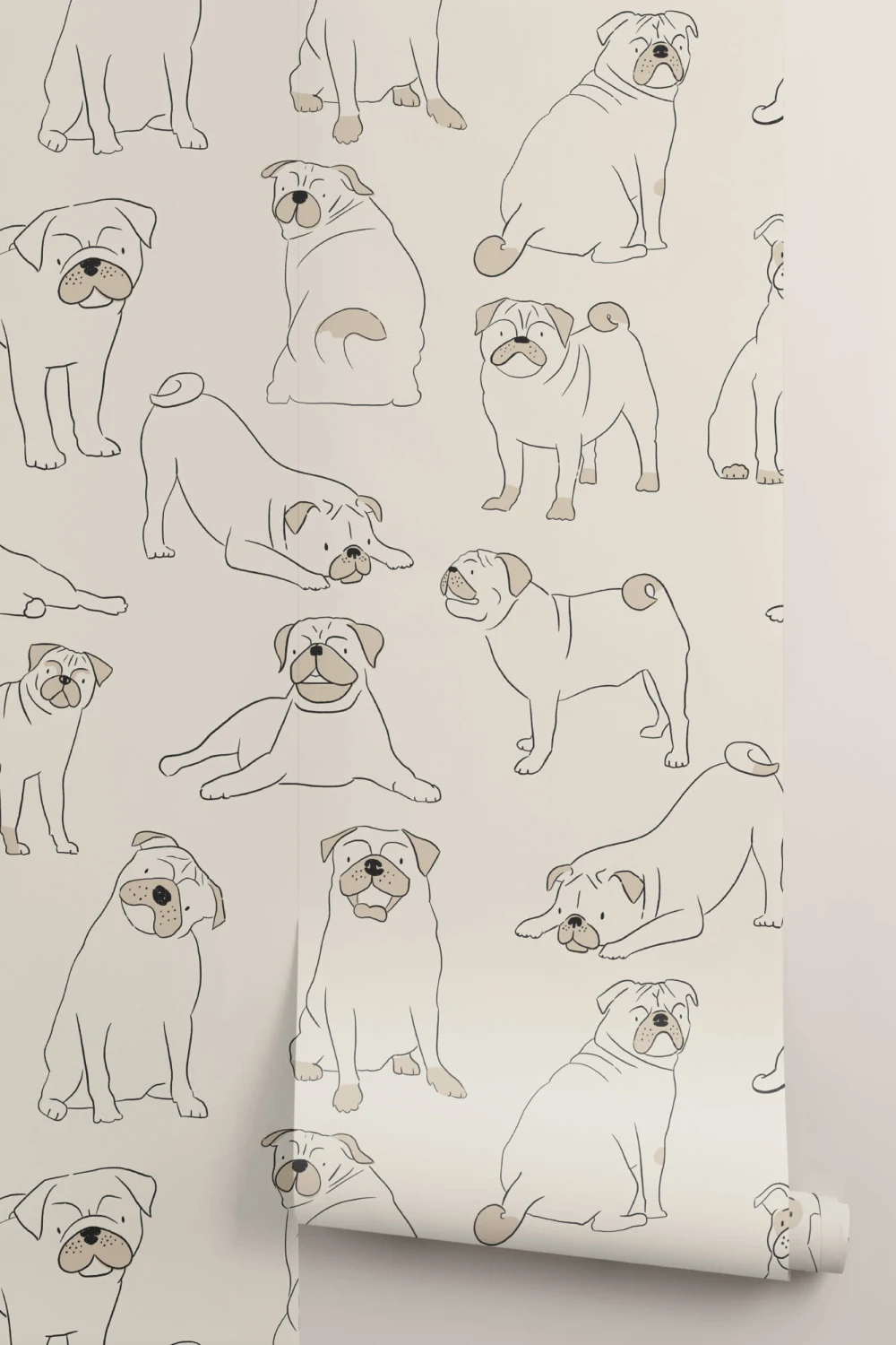 Pug model de câine Wallpaper Mural
