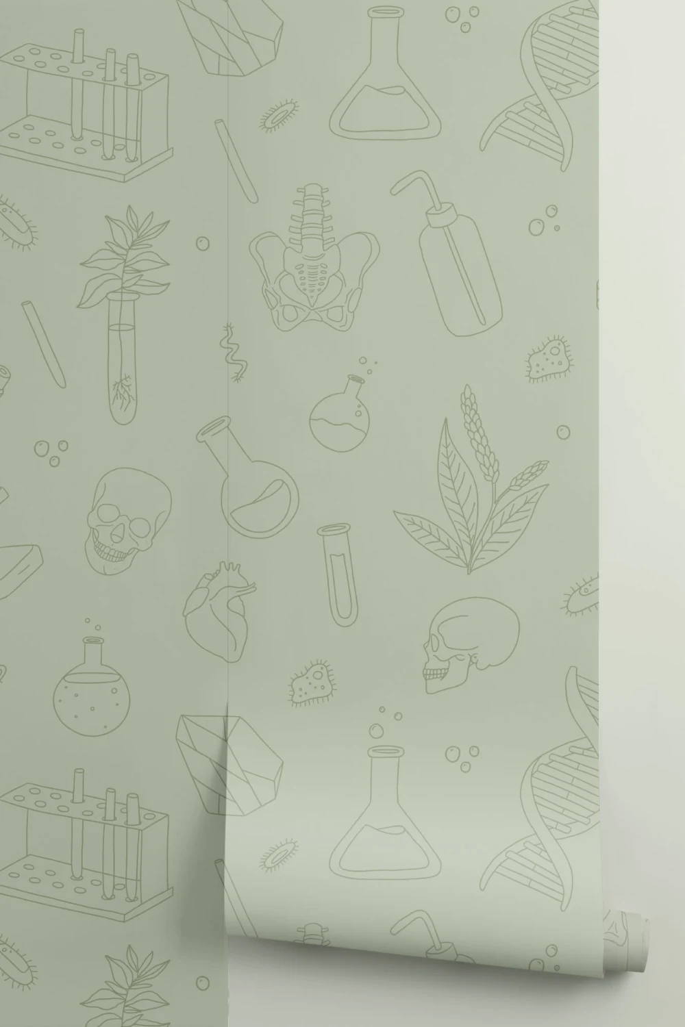 Vihreä biologia & kemia STEM Pattern kuvatapetti