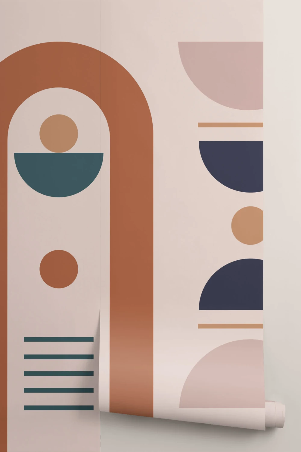 Neutraali Mid Century Style Shapes Geometrinen kuvatapetti