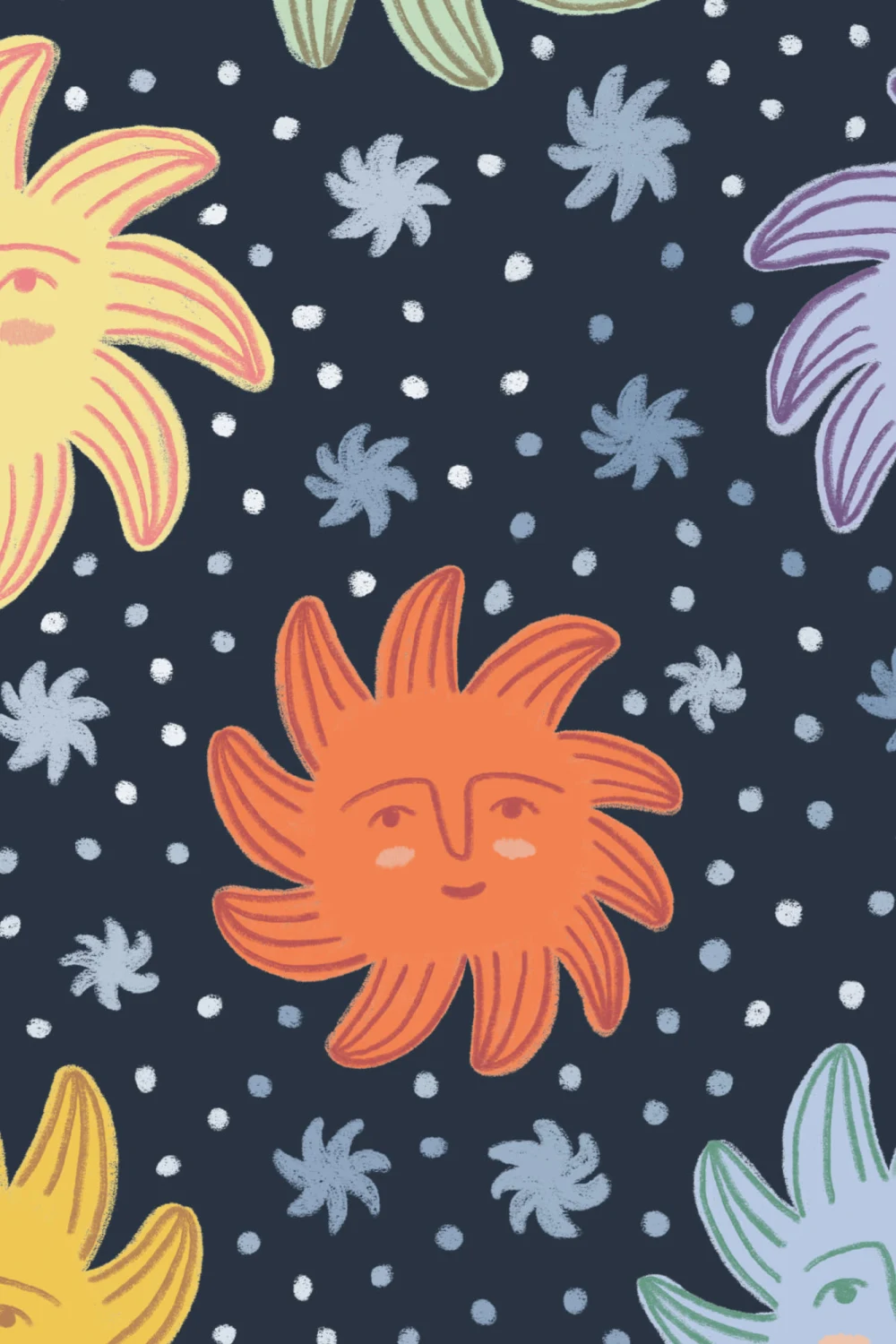 Monivärinen Smiley Sunshines kanssa Star kuvatapetti