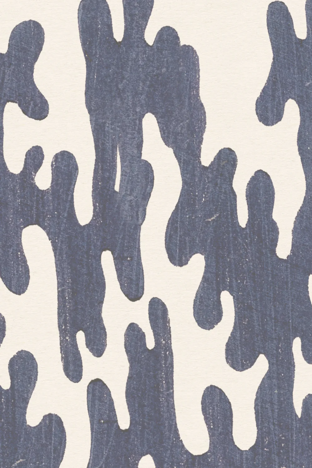 Navy Japans Houtblok Print Stijlbehang