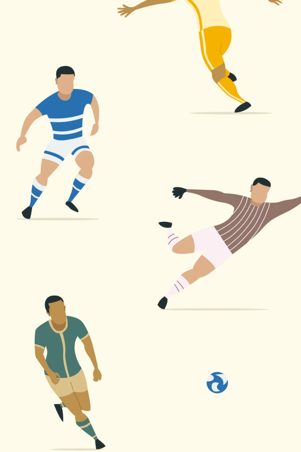 Kinderen kleurrijke voetballers behang