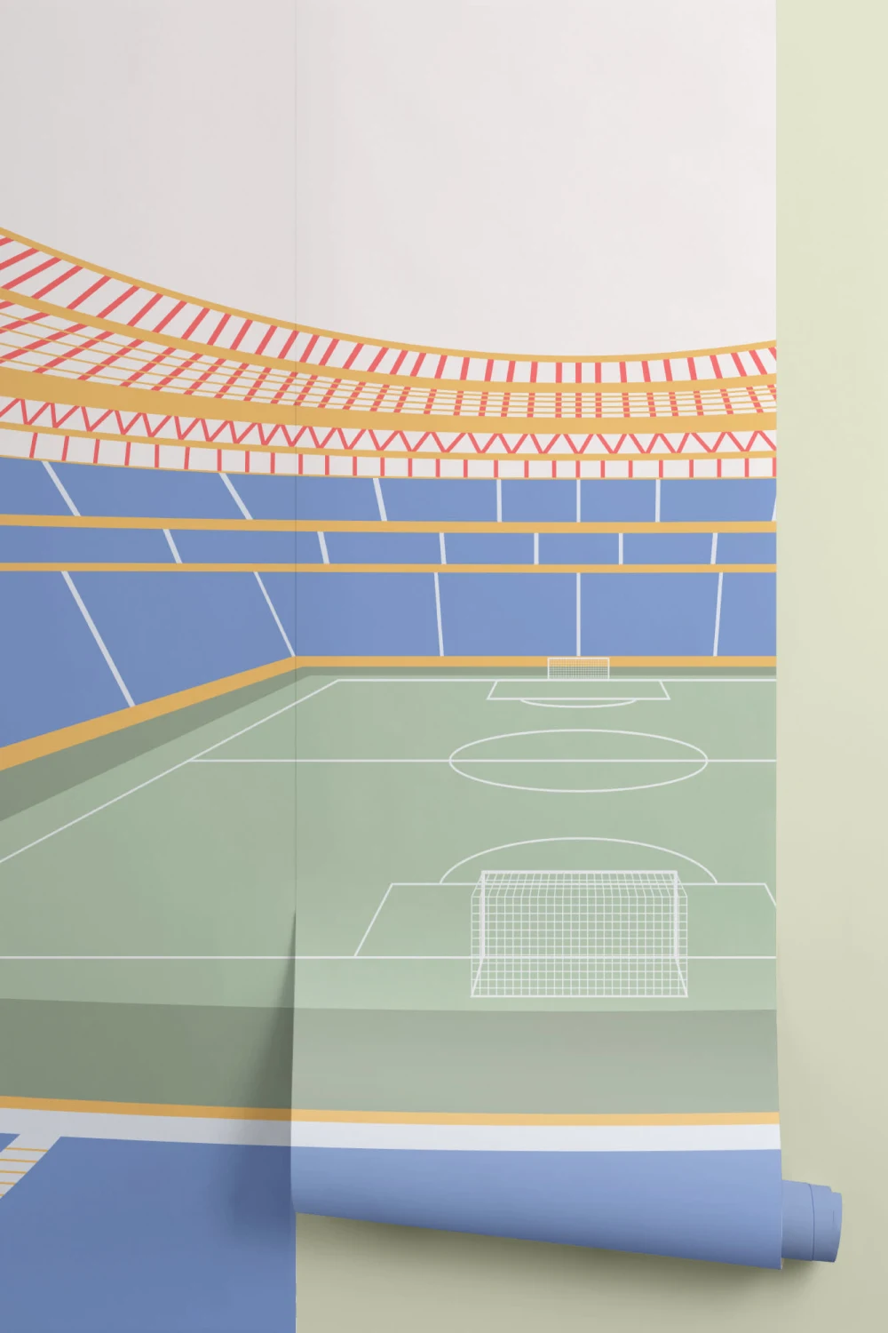 Kids Blue Soccer Stadium Mural