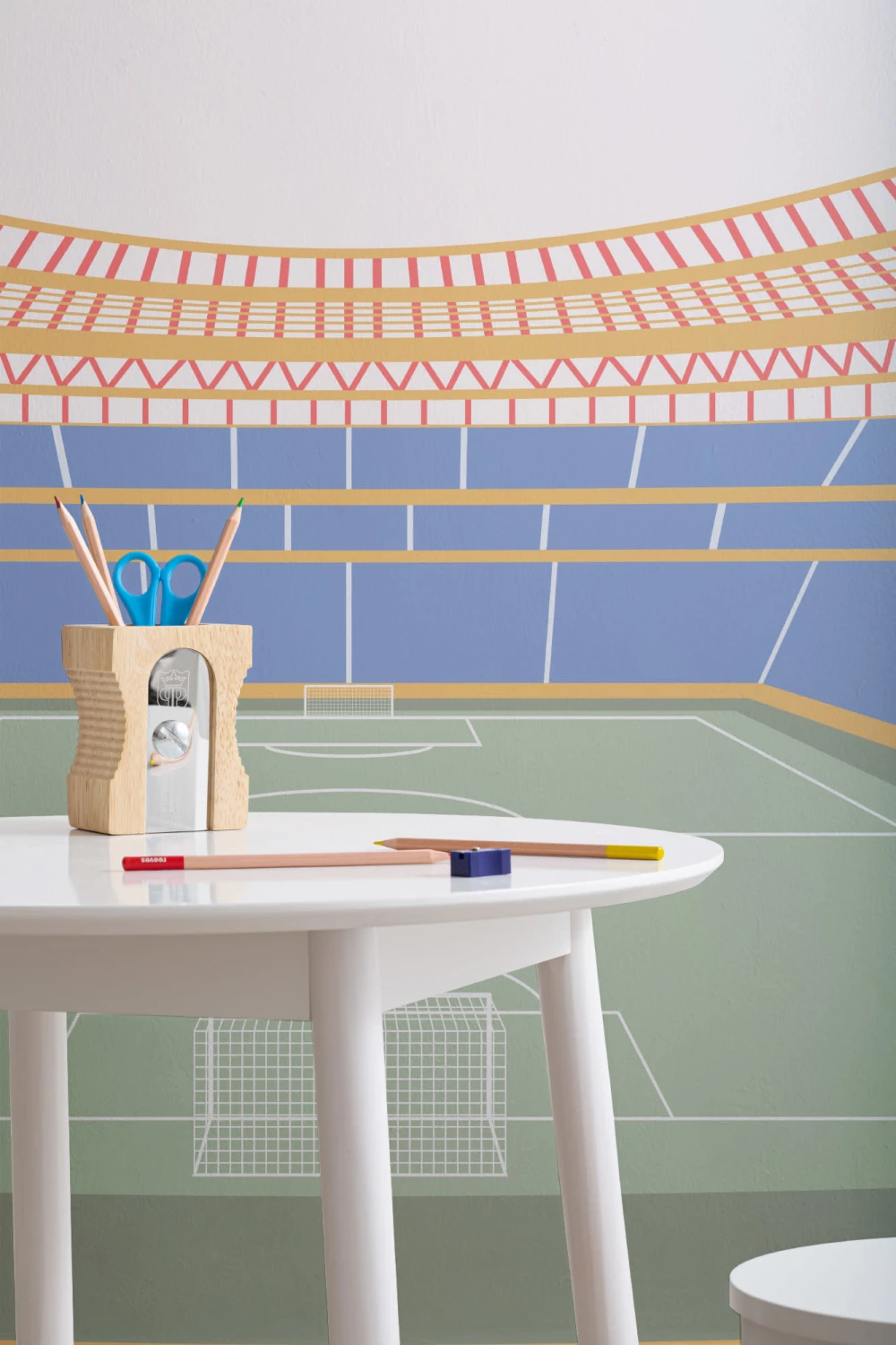 Kids Blue Soccer Stadium Mural