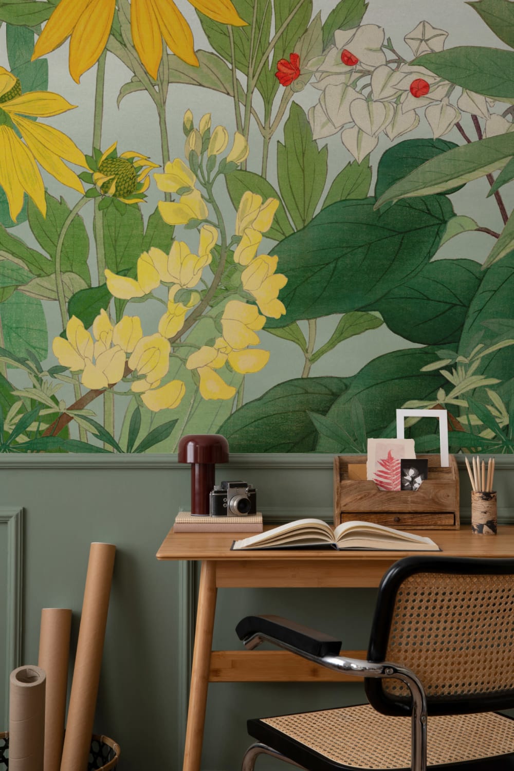 Lupin Japanese Watercolor Floral Mural