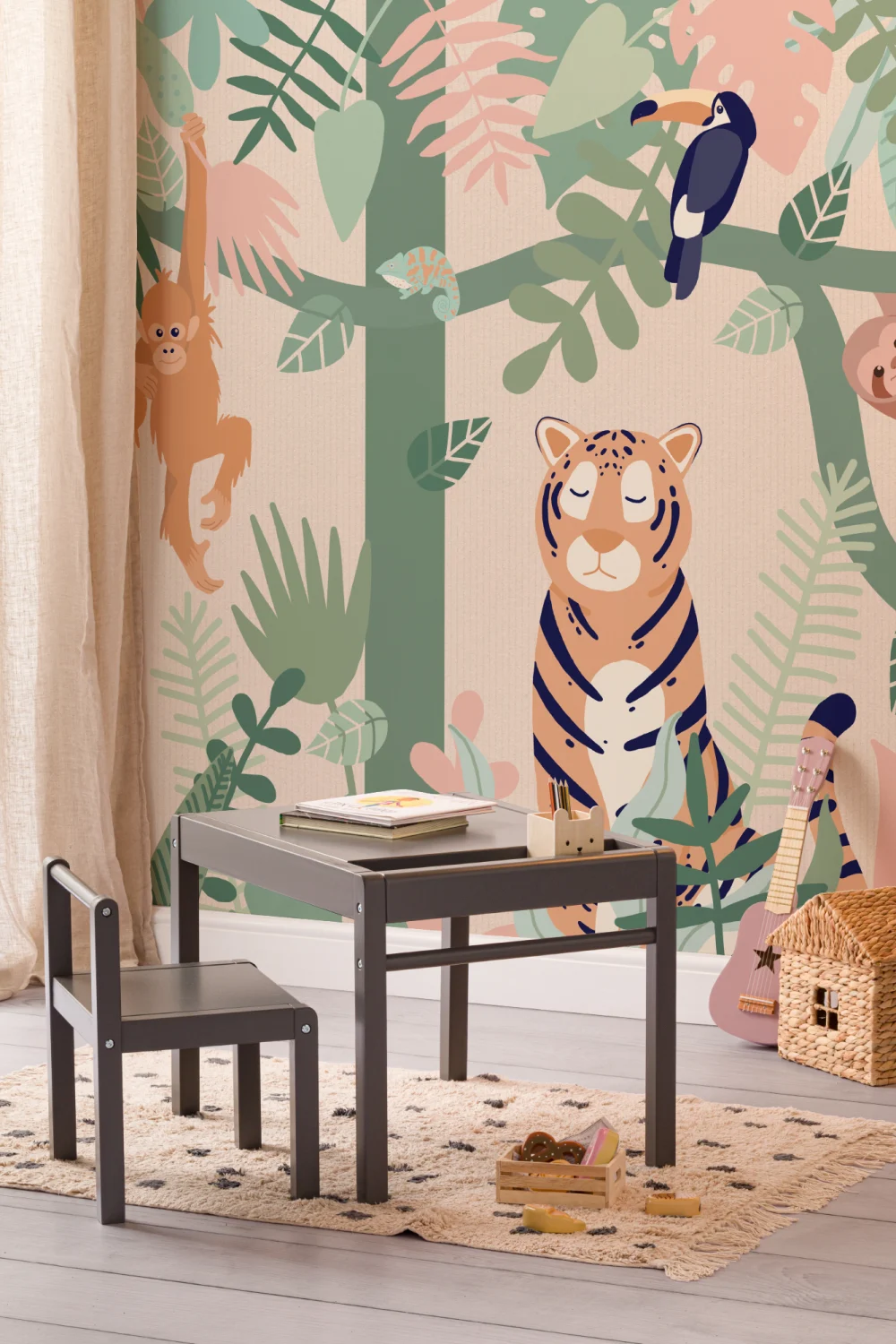 Mural de papel de parede Kids Jungle Animal Friends